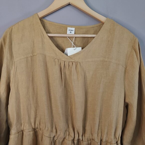 Lintico 100% Linen A-Line Drawstring Waist Midi Dixie Dress Size XL - Picture 11 of 12